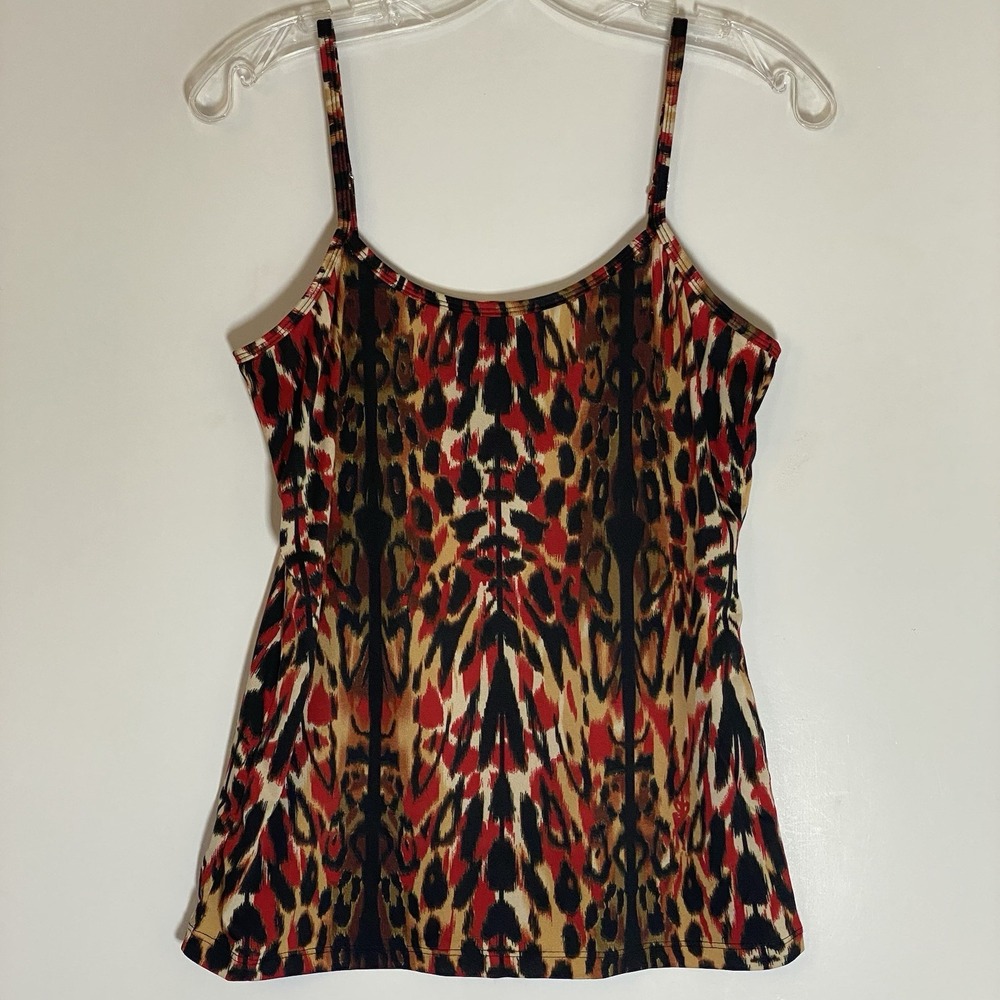 CDP & CO Tank Womens Medium Black Red Leopard Spaghetti Strap Top Y2K USA Made M
